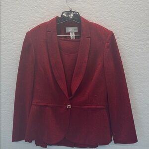 Liz Claiborne Deep Red Blazer and Top Ensemble
